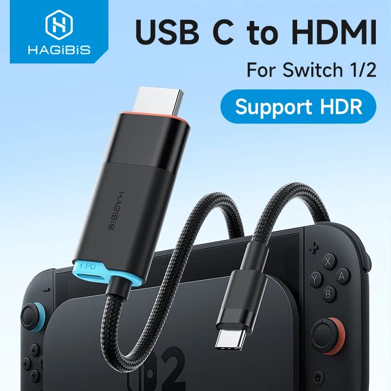 Hagibis Switch 2 Dock Station TV Portable Dock 4K60Hz USB C cable to HDMI Switch to monitor 100W PD for Switch 2/OLED Laptop ROG