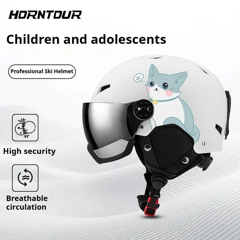 Casco da sci Horntour Occhiali da neve da uomo in uno Attrezzatura da sci sportiva calda per casco da snowboard per adulti Casco leggero da moto