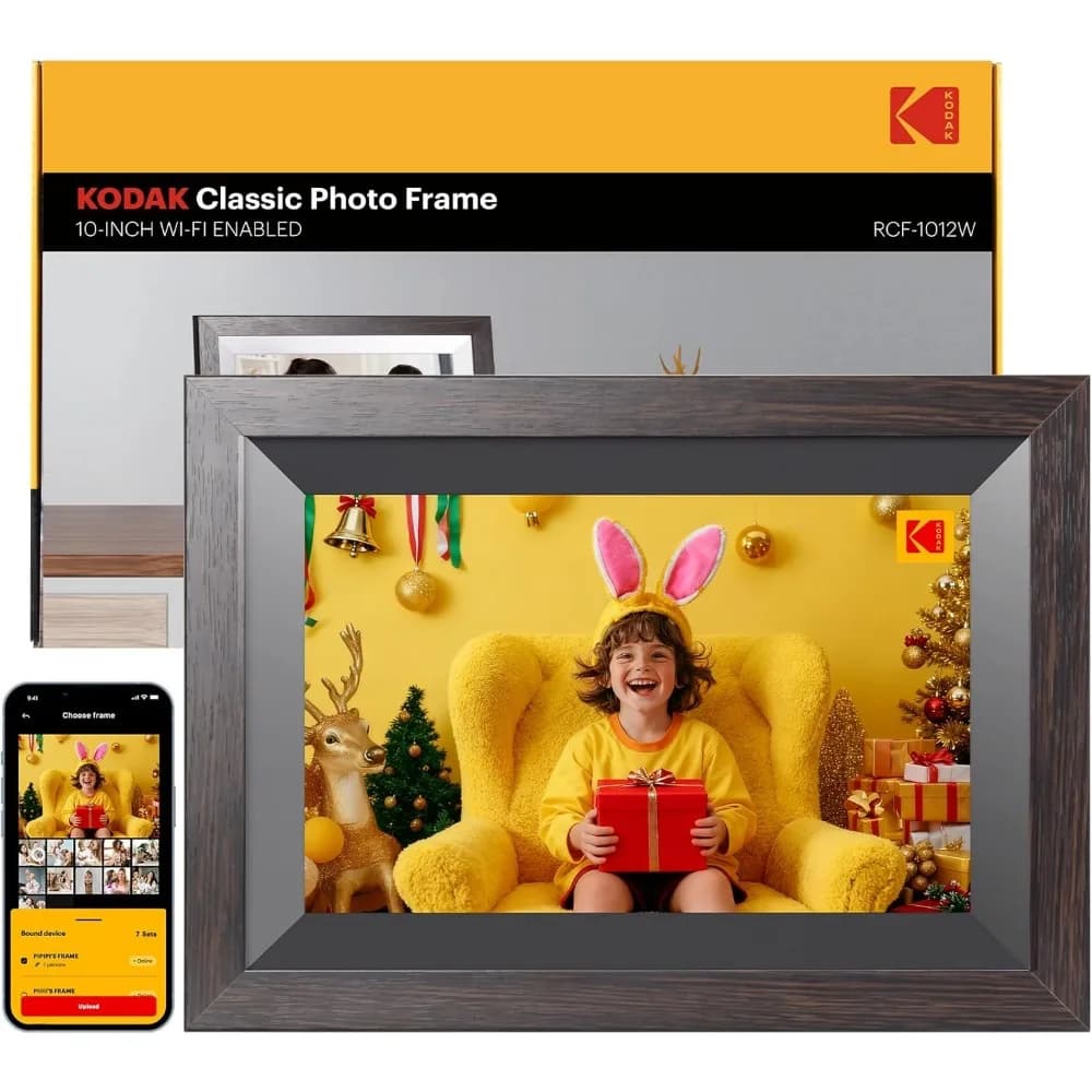 Cornice Digitale WiFi da 10.1 Pollici con 32GB di Memoria, Schermo Touch IPS, Rotazione Automatica, Condivisione Foto, Regalo