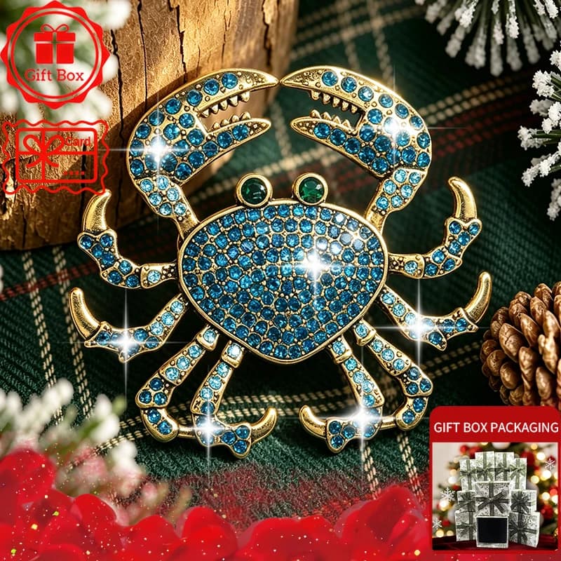 Crab Brooch with Gift Box, 2026 New Style, Elegant and Fashionable. Wearing at Daily and Holidays. Good Gift Choices.