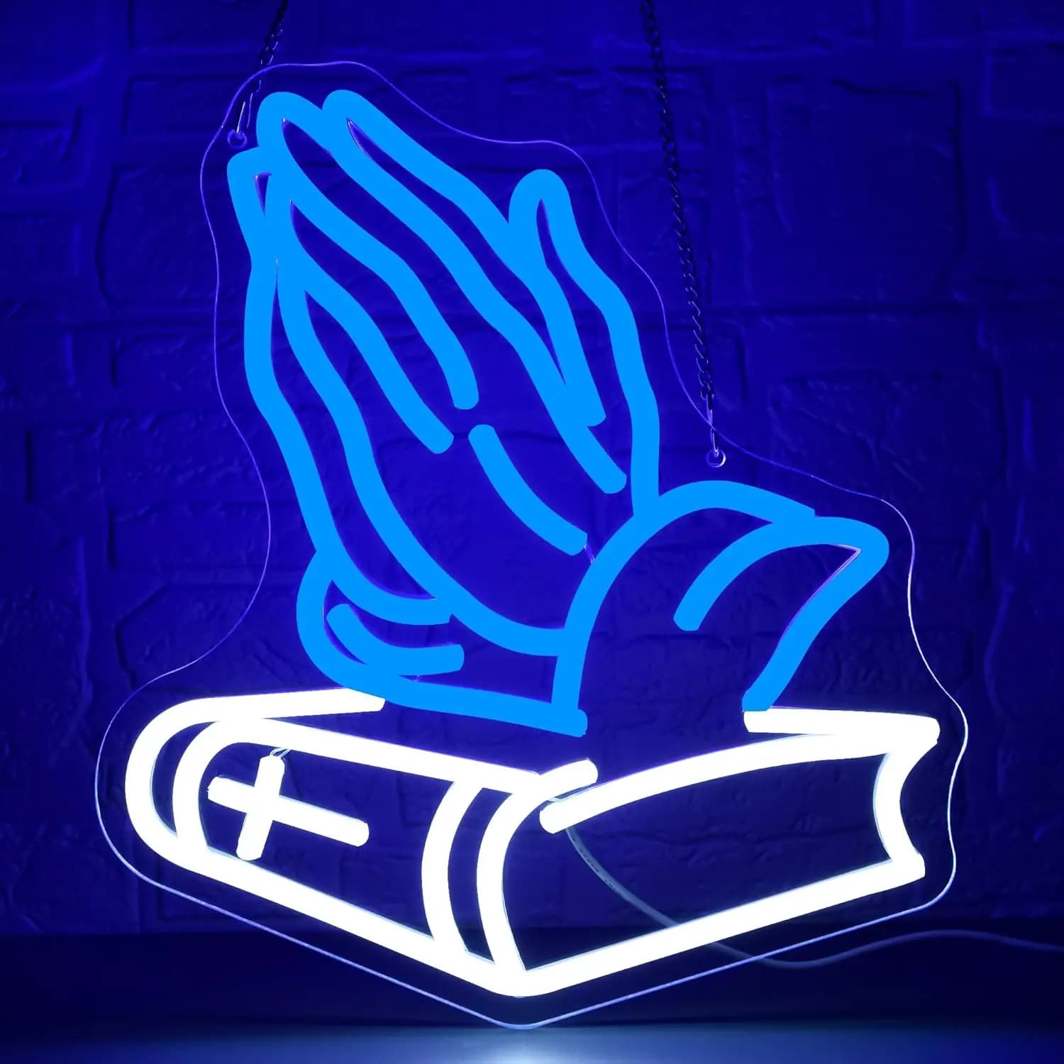 Insegna al Neon 'Mani in Preghiera' con Luce LED USB per Sala di Preghiera, Casa, Chiesa, Matrimonio, Decorazioni per Camera da Letto, Regalo Personalizzato