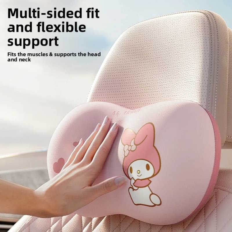 Cuscino per il Collo da Auto Sanrio Hello Kitty in Memory Foam, Poggiatesta Carino a Forma di Cartone Animato, Supporto per la Testa e Cuscino Lombare per Auto