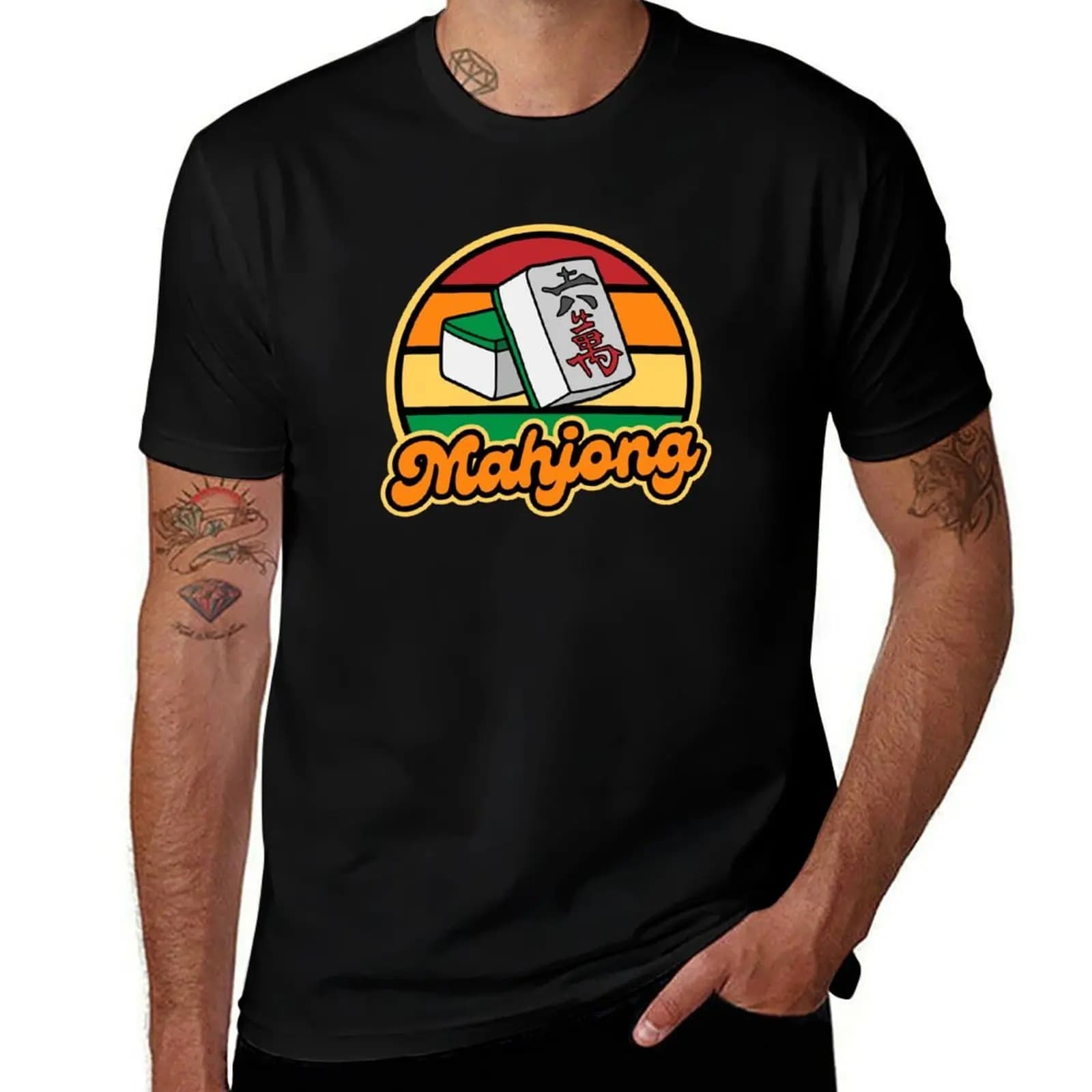 T-shirt Mahjong Tiles, maglietta traspirante a maniche corte per palestra