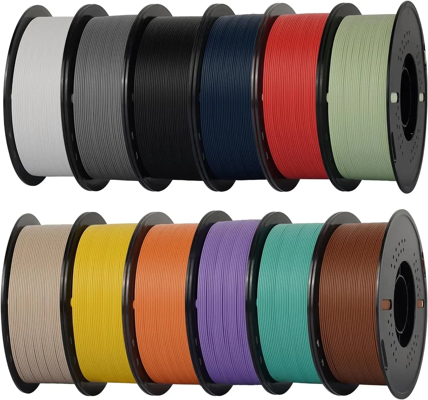 Matte PLA Filament Bundle 1.75mm Multicolor 12 Rolls 1kg Each Dimensional Accuracy +/- 0.02 mm