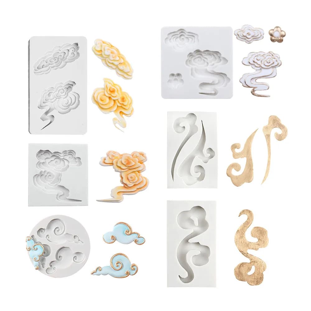 8 Pattern Chinese Style Cloud Shape Silicone Fondant Mold Auspicious Clouds DIY Polymer Clay,Dough Modelling,Sugar Craft Mold