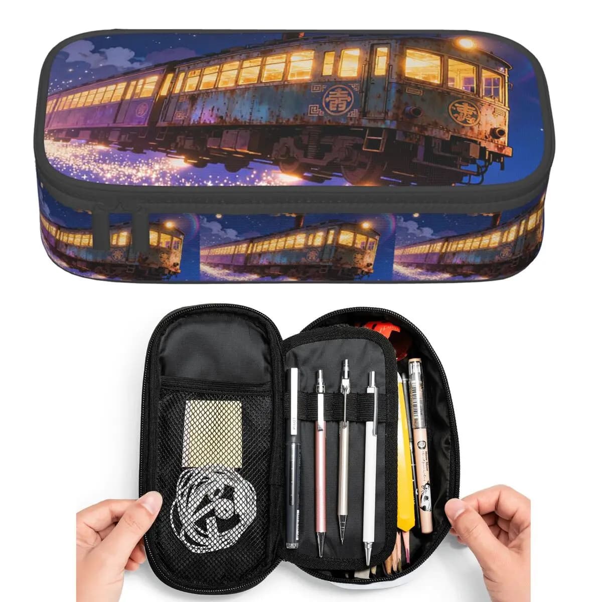 Astuccio per matite con stampa avventura spaziale a tema cartone animato, per studenti, portapenne, borsa per matite, astuccio grande, portaoggetti