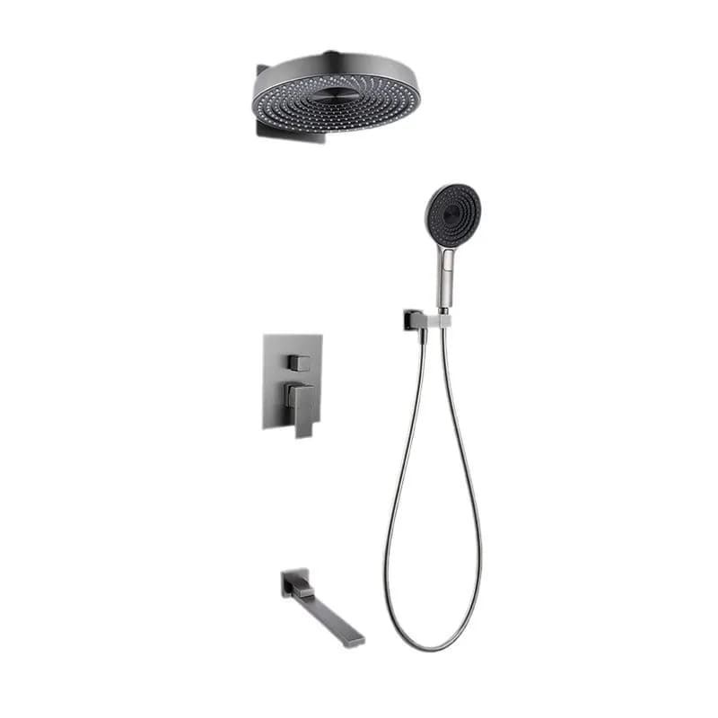 Set Doccia Incasso a Parete di Alta Gamma, Multifunzione con Getto a Pioggia, in Ottone Lucido, Soffione Doccia di Lusso per Bagno, Acqua Calda e Fredda