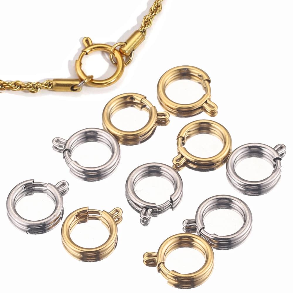 10 pezzi 14mm O Ring cerchio in acciaio inossidabile fermagli a molla connettore a catena fai da te per collana braccialetto accessori per gioielli