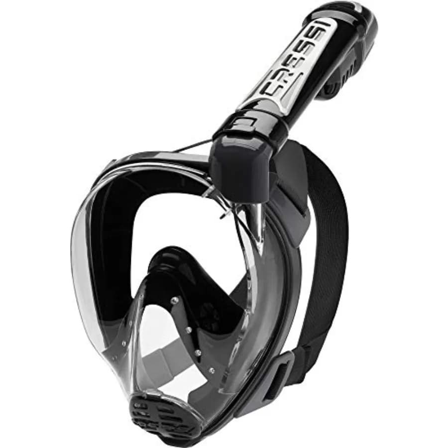 Adult snorkeling full face mask for ocean use silicone material black color wide clear view with anti-fog and easy breathing sy