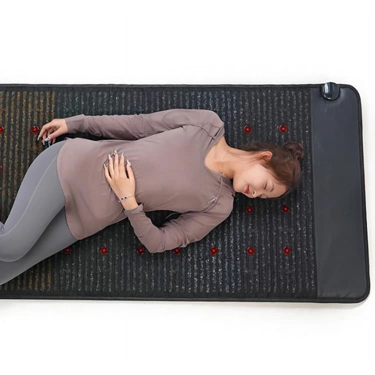 Tappetino Riscaldante per Yoga 190*80CM, Materasso in Cristallo Naturale per Tutto il Corpo, 7 Gemme, Cuscinetto Termico con Luci LED Rosse