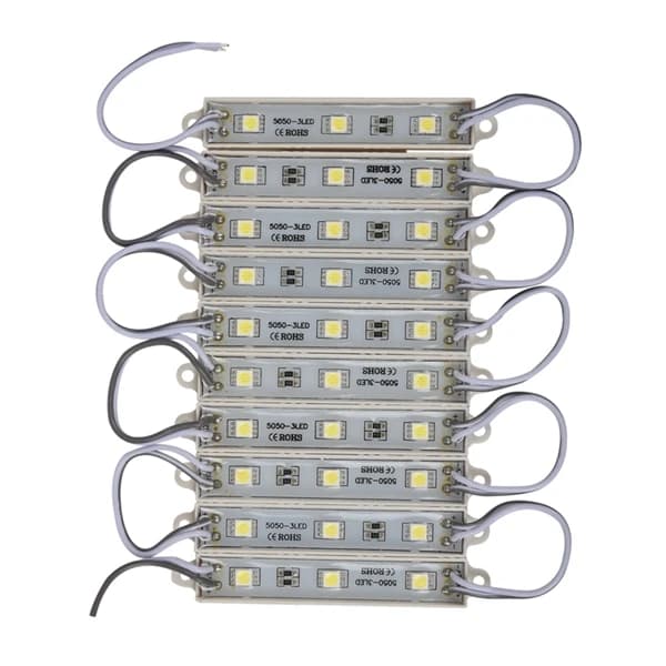 1*10pcs 5050 SMD 3 LED modulo LED Strip String Light impermeabile DC 12V bianco freddo