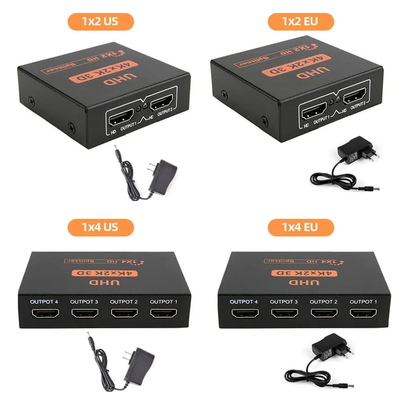 1 In 2/4 Out Cavo Splitter 4K 30HZ Amplificatore Splitter 1080p HDTV Buffer compatibile HDMI per DVD PC Laptop TV