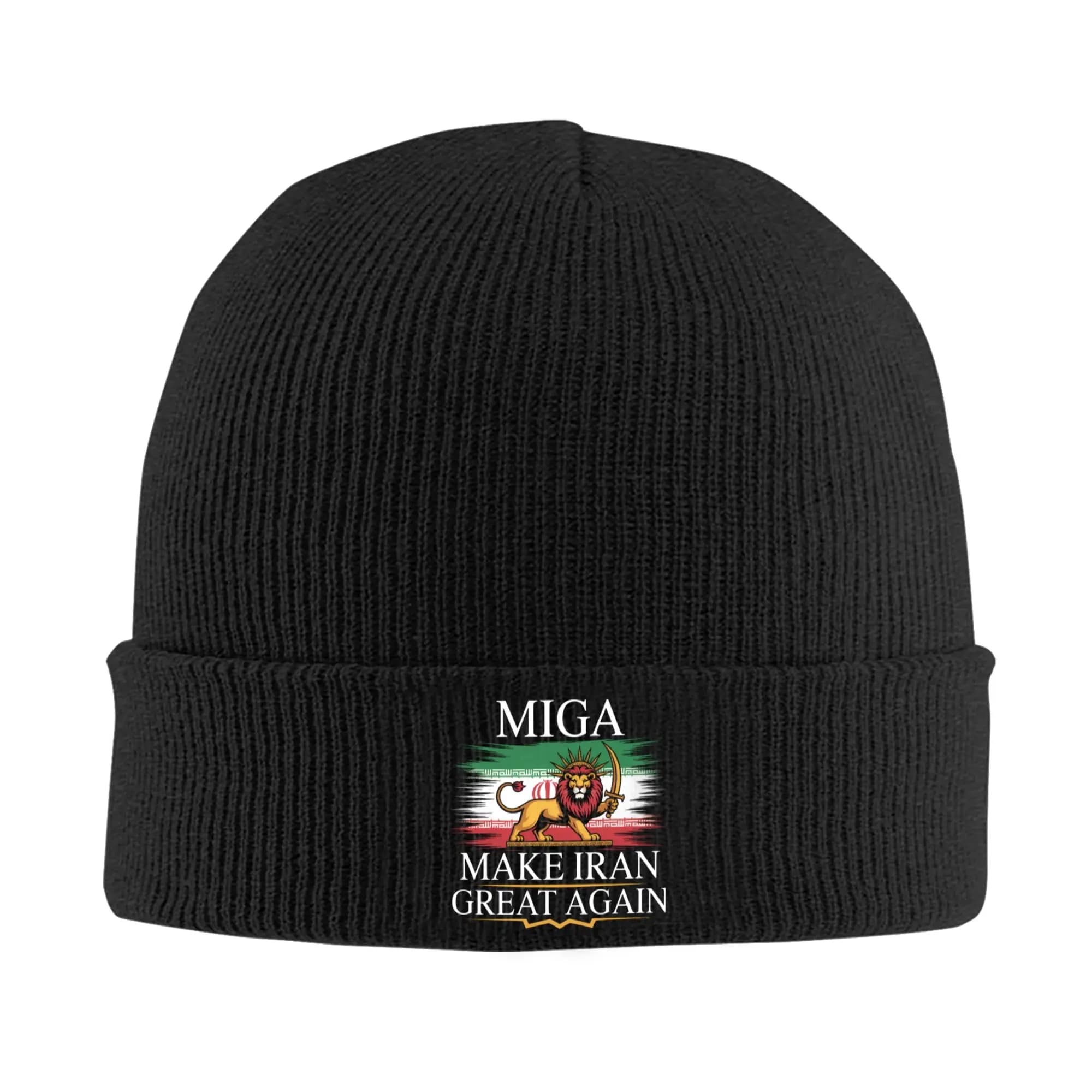 MIGA Make Iran Great Again Hats Beanie Unisex Streetwear Winter Warms Knitting Iranian Patriottic Caps for Adults