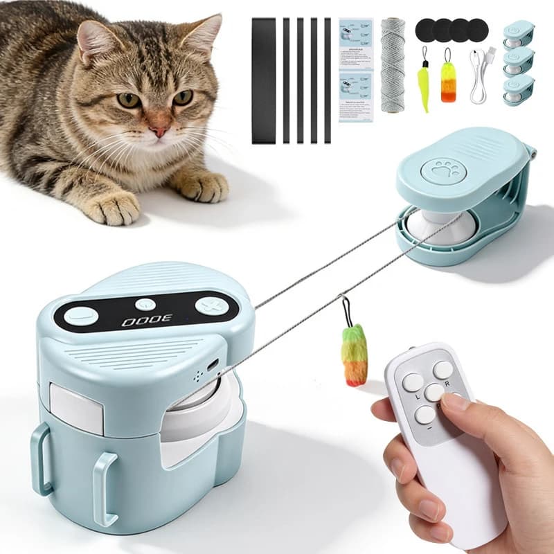 Giocattolo Intelligente per Gatti con Movimento Automatico a Loop, Corda Elettrica con Telecomando per Aiutare i Gatti ad Esercitarsi e Perdere Peso, Ricarica USB