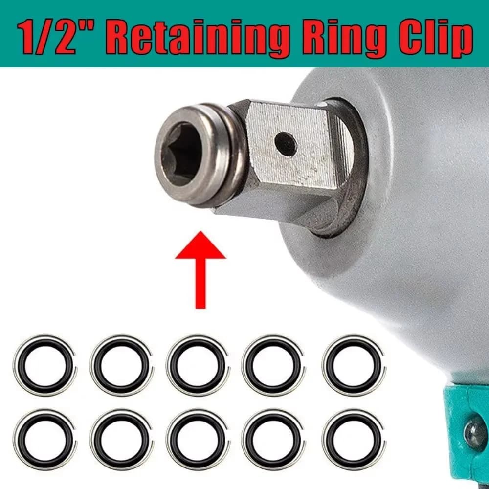 1/2" Retaining Ring Clip with O-Ring for Impact Wrench Socket Retainer Rings Socket Retaining Drive Friction Rings Part