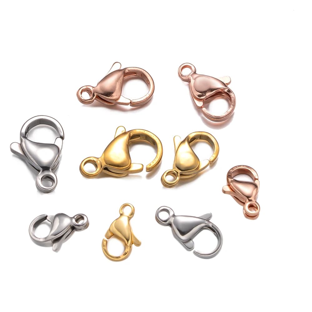 Connettore a gancio con chiusura a moschettone in acciaio inossidabile da 20 pezzi per collana con bracciale a catena fai da te portachiavi accessori per la creazione di gioielli componente