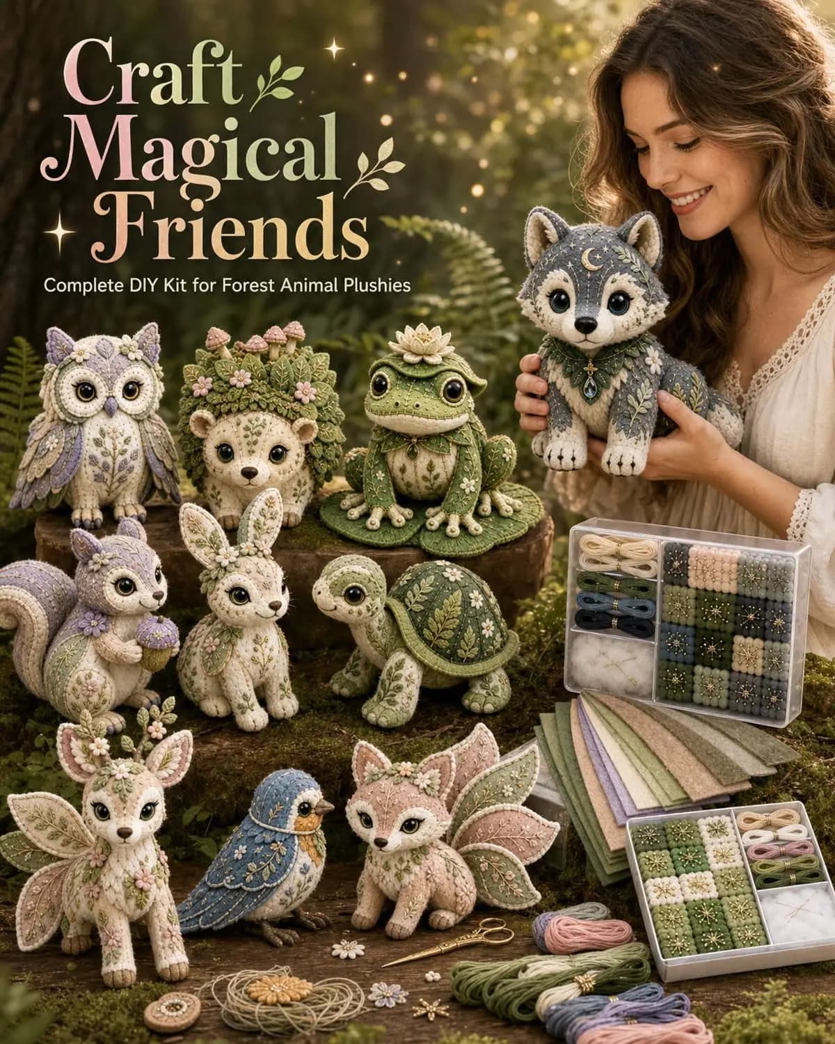 8-in-1 Ocean Themed DIY Patchwork and Embroidery Kit Pre-cut Cotton Beginner Friendly Handmade Craft Decor