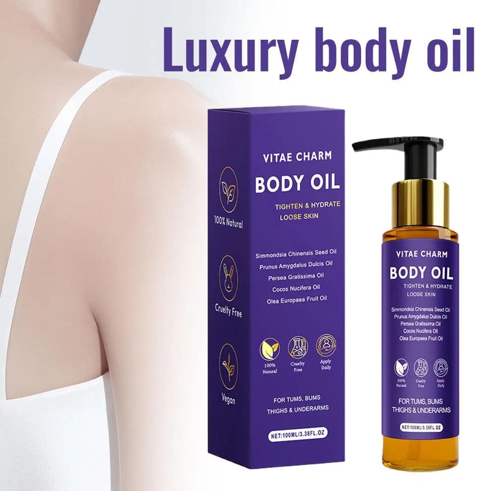 Olio Corpo Rassodante di Lusso 100ml con Vitamina E, Nutriente Profondo, Illuminante, Fragranza a Lunga Durata, Essenza ad Assorbimento Rapido