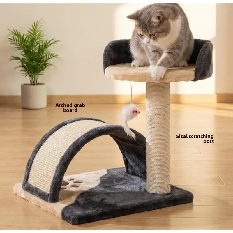 Small sized pet climbing frame, natural sisal wear-resistant cat scratching board jumping platform pet resting and playing frame