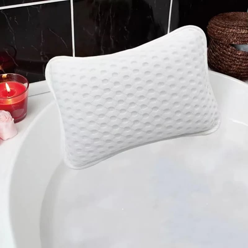 Bone Shape Bath Pillow with Suction Cups Bathroom Spa Headrest for Bathtub Neck Support