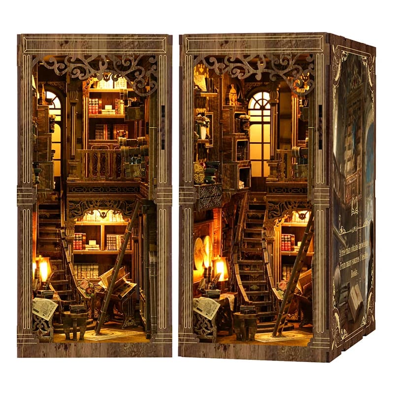 Nook per libri in legno fai-da-te Libri classici Case delle bambole Giocattoli da costruzione Fermalibri Scaffale Decor Regalo per libro Casa delle bambole Giocattolo per bambini Regalo