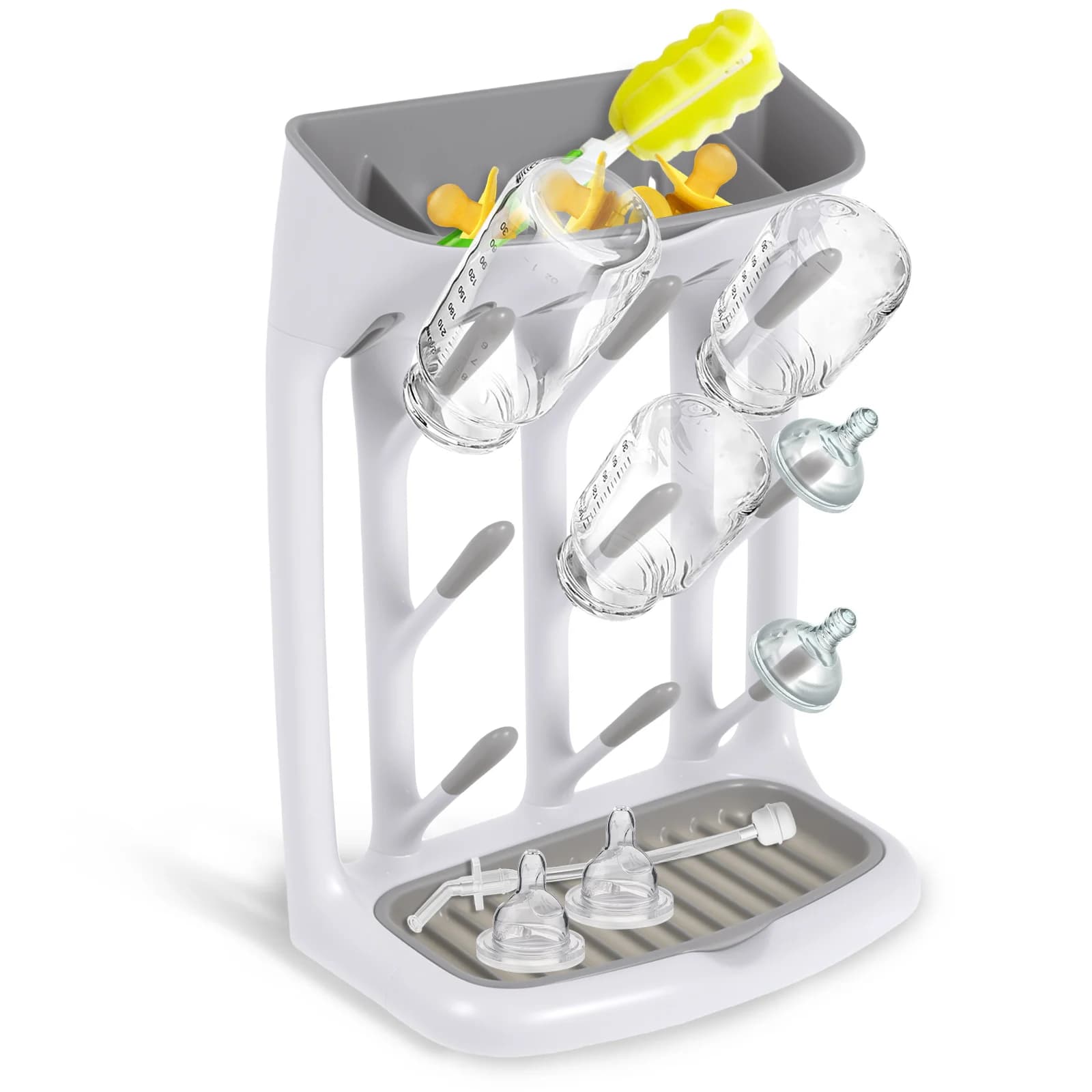 Stendino per biberon Organizzatore portabiberon verticale in plastica con vassoio antigoccia inferiore salvaspazio per controsoffitto
