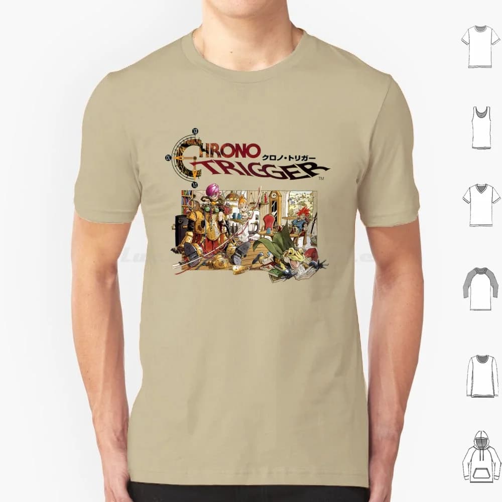 Chrono Trigger T Shirt in cotone Uomo Donna Stampa fai da te Snes Chrono Trigger Square Soft Square Enix Retro Nerd Geek Videogiochi