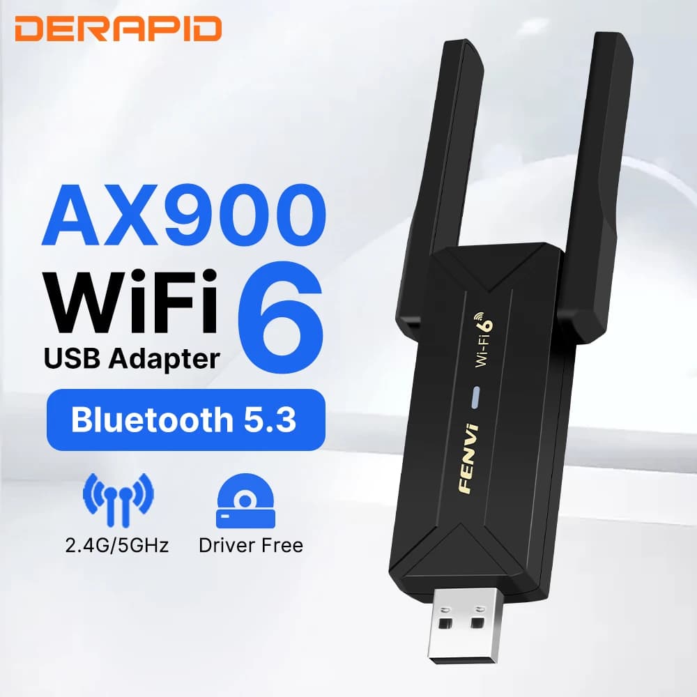 Fenvi WiFi 6 AX900 Dual Band 2in1 USB Bluetooth 5.3/5.4 Adattatore Wlan wireless di rete 2.4G e 5GHz Ricevitore gratuito con driver Win10/11