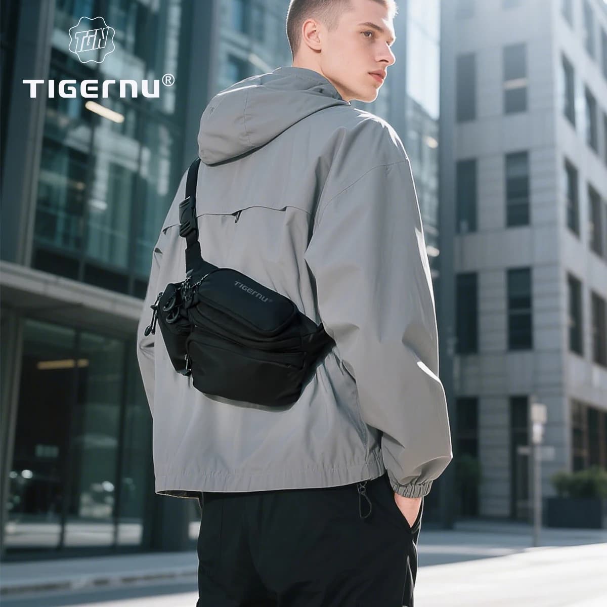 Tigernu Borse da petto per uomo Sport Fanny Pack Oxford Marsupi Seni da uomo Borse a tracolla tattiche Borse a tracolla da esterno Borsa da cintura