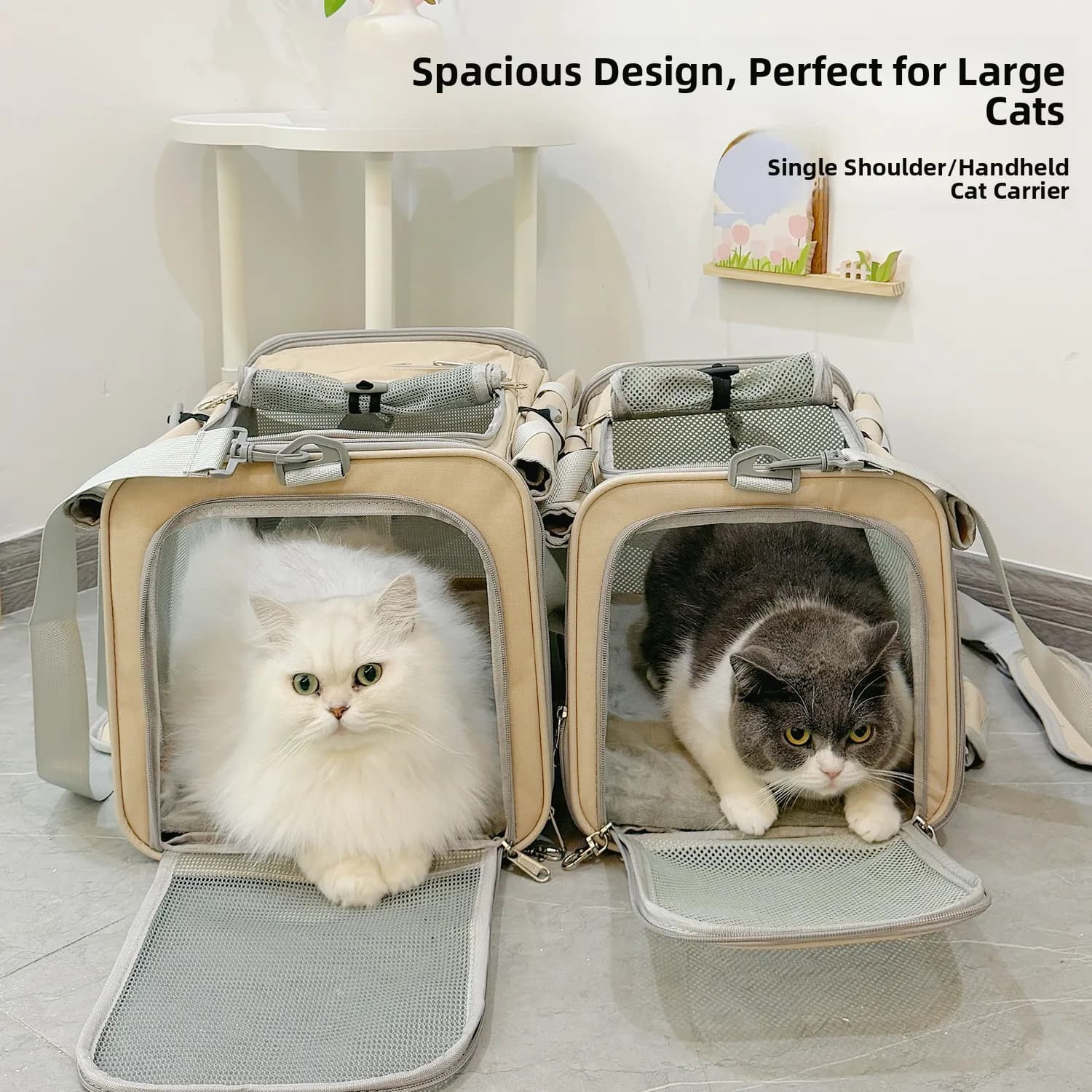Borsa Trasportino Grande Portatile a Tracolla per Cani e Gatti Uoopet - Ideale per Viaggi all'Aperto