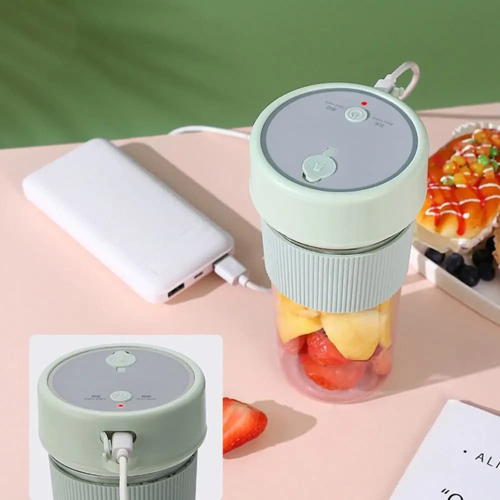 Portable Wireless Electric Fruit Juicer Cup 350 ML Plastic Juice Blender Cup USB Rechargeable Mini Juice Extractor Cup Home
