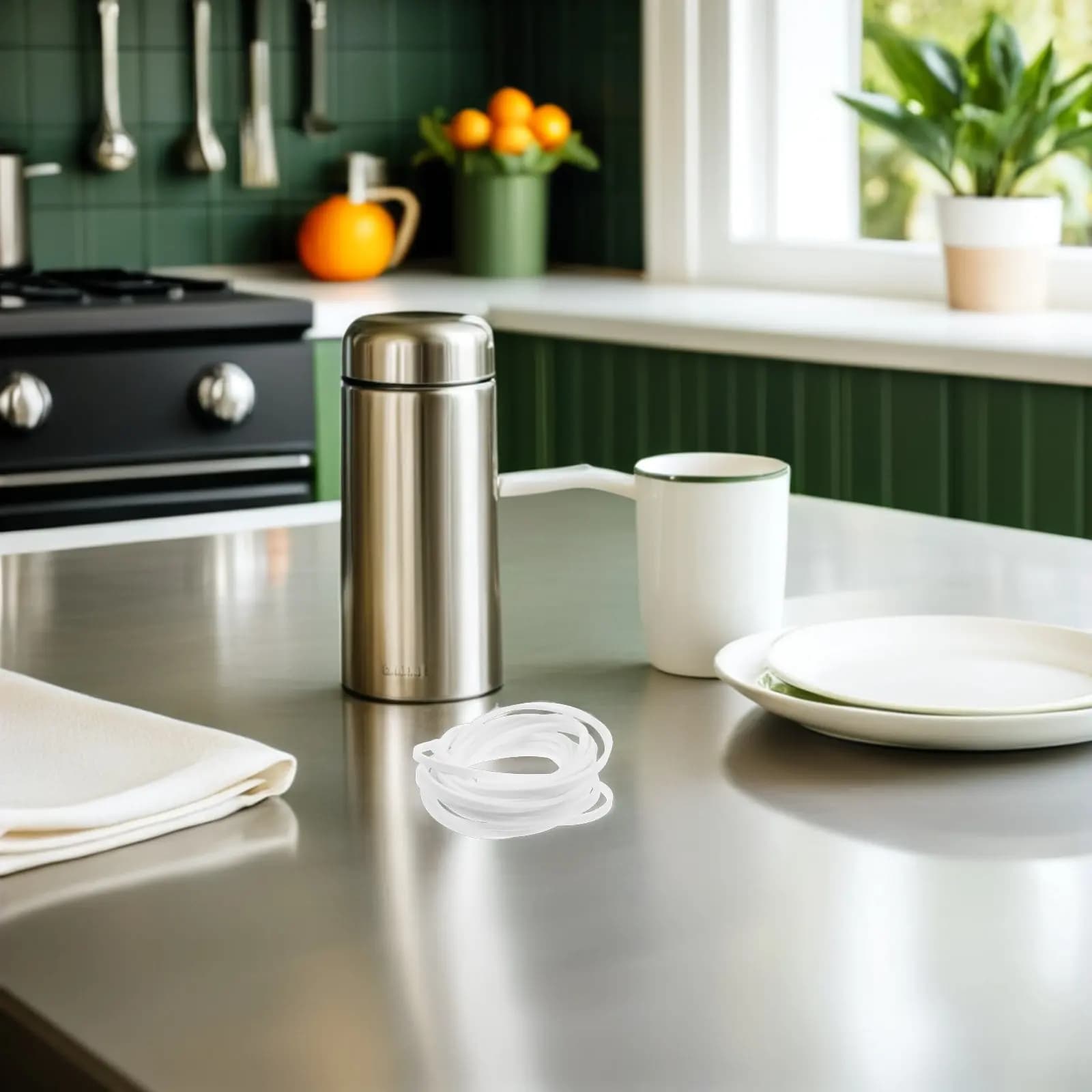 Guarnizione in Silicone da 196,5 Pollici per Coperchi di Contenitori in Vetro, Sigillatura Ermetica Flessibile per Conservazione Alimenti