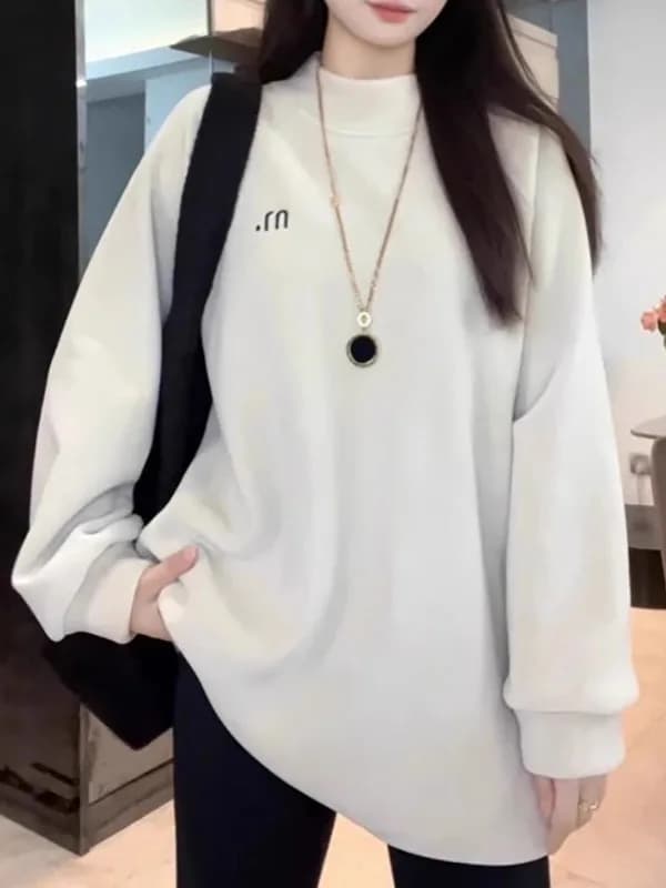 Double-Sided Fleece Thickened Hoodie Women's Spring New Large Size Loose Fashion Lazy Style Overhead Shirt Comfortable Fit