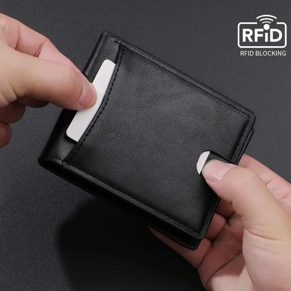 Portafoglio da uomo, porta biglietti da visita in pelle PU, portafoglio di lusso, RFID da uomo, portafoglio da uomo per contenere dollari USA