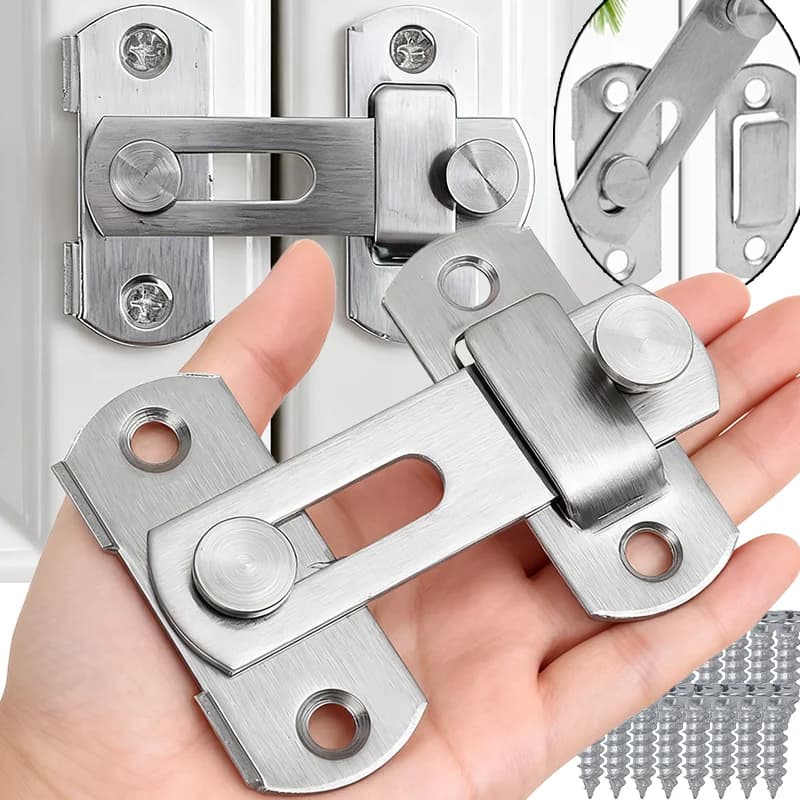 Serrature di sicurezza in acciaio inossidabile 304 con chiusura per porta Robusta porta facile da installare Finitura argento Protezione di sicurezza domestica Serrature per porte della camera da letto