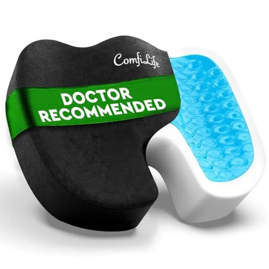 Cuscino Premium in Gel e Memory Foam, Consigliato dai Medici, per Sedia da Ufficio, Sedile Auto, Supporto Lombare e per la Schiena