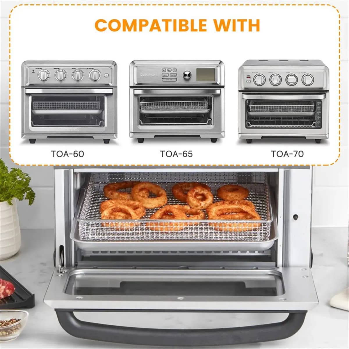 BABQ Stainless Steel Oven Tray and Air Fryer Basket for Cuisinart Air Fryer TOA-060, TOA-065 and TOA-070