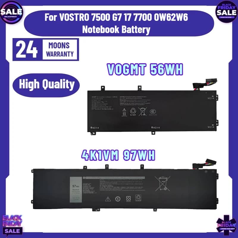 Batteria per Laptop 4K1VM V0GMT per Dell VOSTRO 7500 G7 17 7700 0W62W6