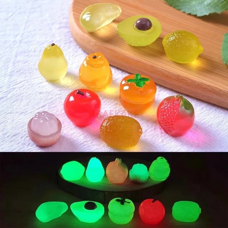 1pcs Nightlight Mini Simulated Fruit Ornament Orange Persimmon Mountain Bamboo Desktop Ornament