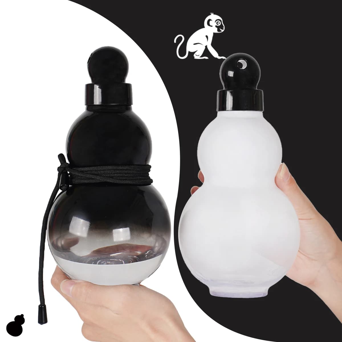 950ML Gourd Shaped Water Bottle Sports Plastic Drink Bottle with Carry Strap Direct Drink for Hiking Camp
