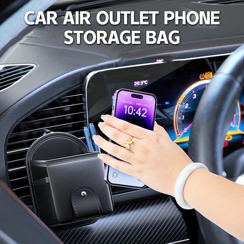 Supporto per telefono per auto con presa d'aria; Scatola portaoggetti in pelle PU con alloggio per chiavi e occhiali