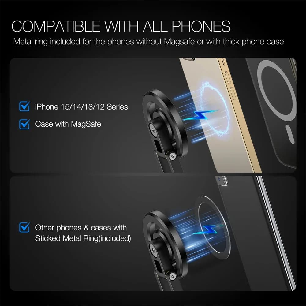 Treppiede magnetico tascabile: selfie stick pieghevole con base da tavolo per iPhone Magsafe e Android (4,7"-6,9")