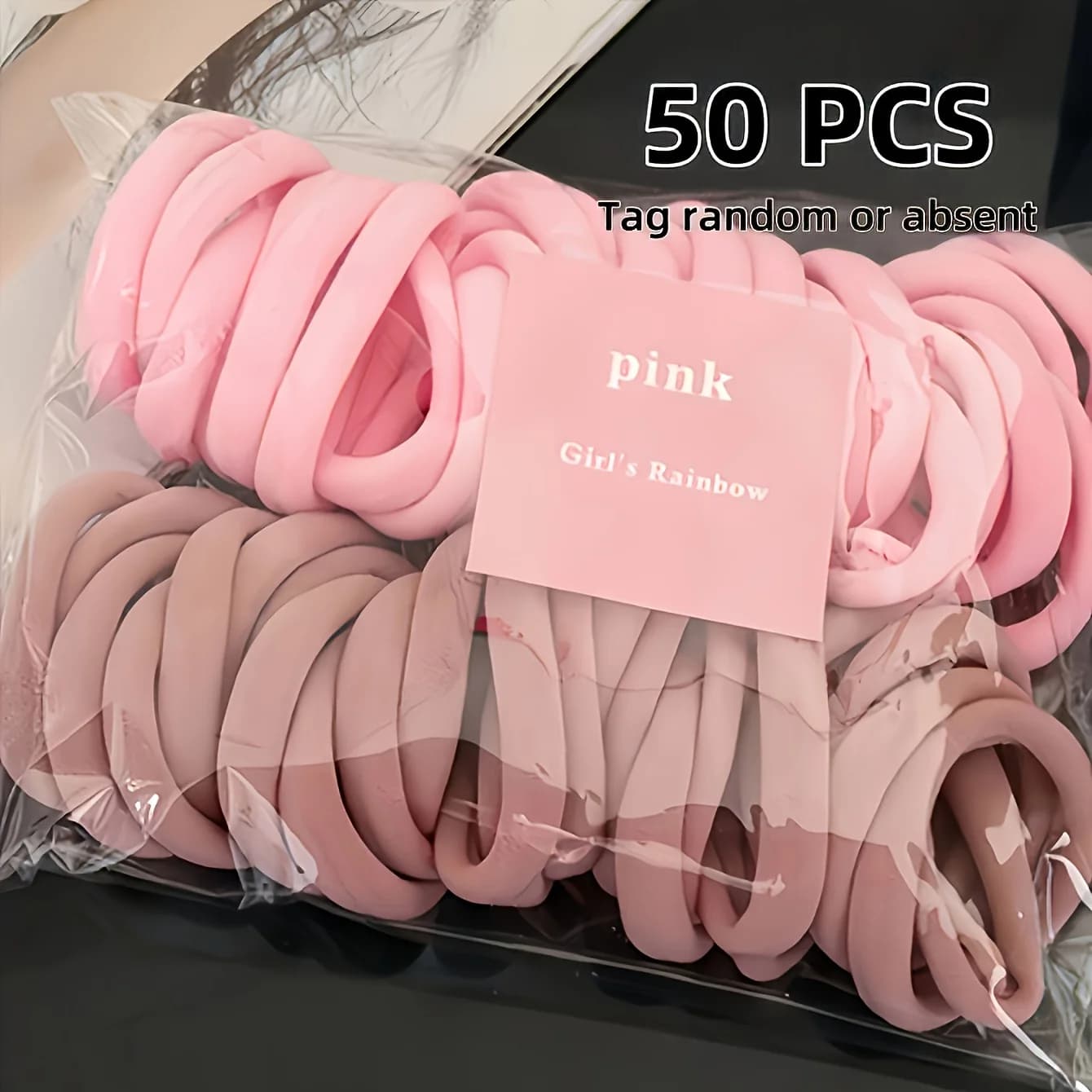 50 elastici per capelli sintetici antiscivolo – Rosa e pesca, morbidi e comodi per l'uso quotidiano, la palestra e il sonno. Fasce per capelli multifunzionali