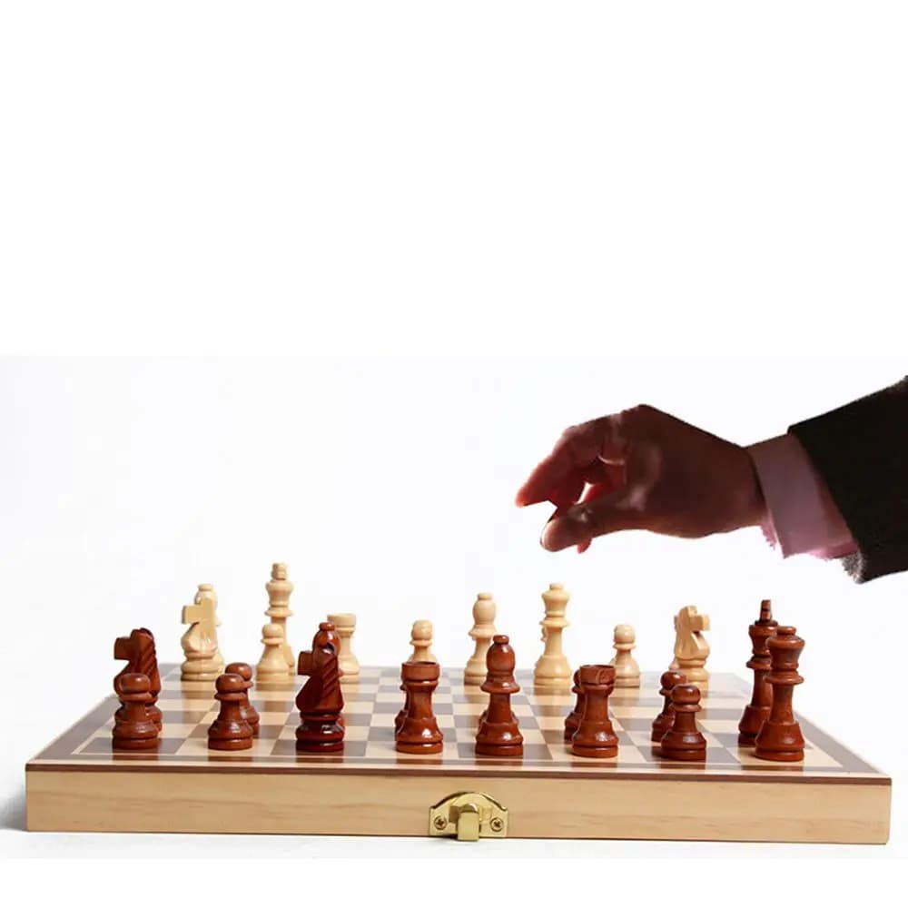 Scacchiera in legno pieghevole portatile per principianti adulti Gioco di puzzle magnetico Set di scacchi Giochi di scacchi Dama