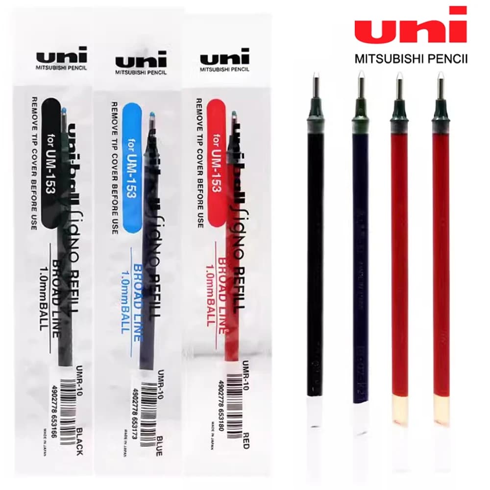 6 pezzi giappone UNI Gel Pen ricariche UMR-10 adatto per UM153 ad asciugatura rapida liscio 1.0mm Graffiti Ink materiale scolastico cancelleria