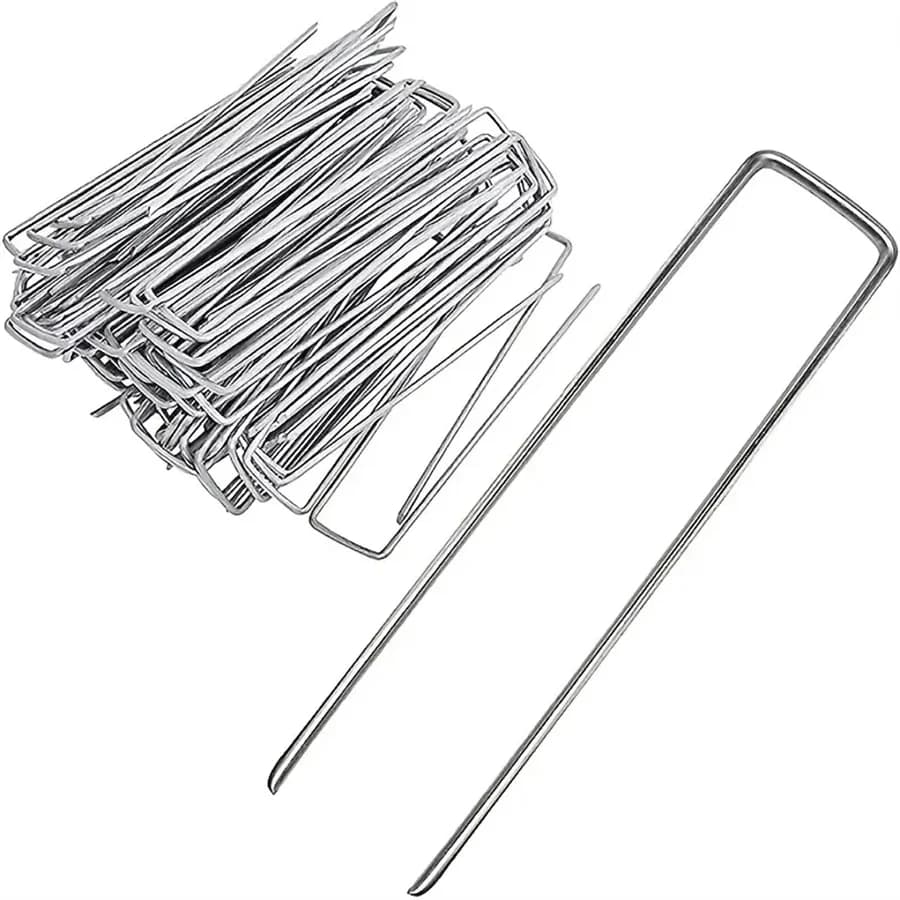 50 graffette paesaggistiche, perni da giardino a forma di U, graffette per pali da giardino, picchetti per tende da giardino resistenti che fissano picchetti per erbacce Ba