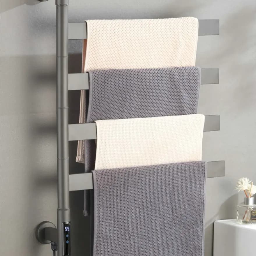 Portasciugamani elettrico intelligente a tubo quadrato in acciaio inossidabile, portasciugamani da bagno girevole, portasciugamani per asciugatura e riscaldamento GN961SV