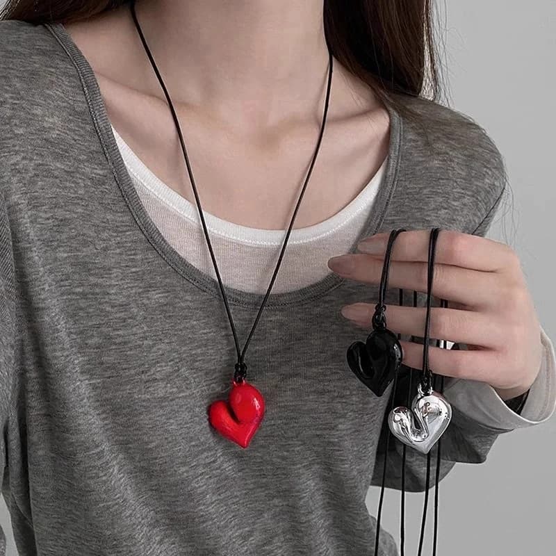Fashionable women's heart-shaped necklace Adjustable pull-out necklace Birthday party banqueting gifts Jewelry accessories with pendant