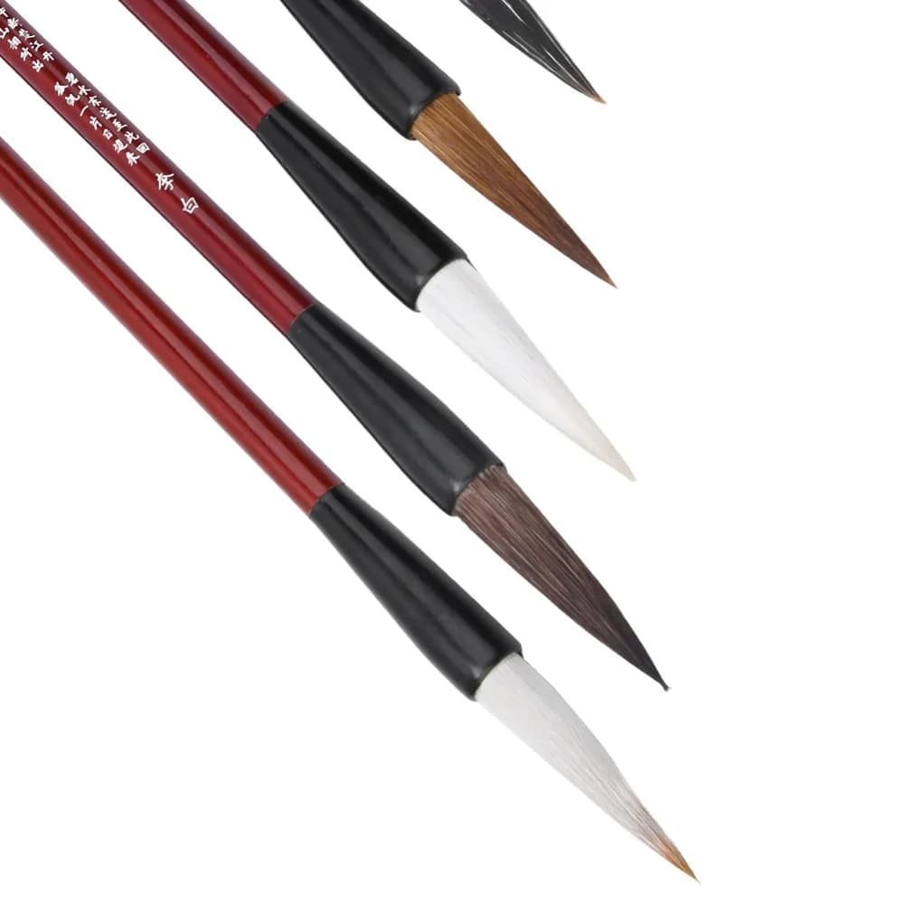 7PCS Nylon Writing Brush Set Wooden Handle Multiple sizes Chinese Painting Calligraphy Brushes Sturdy Pole Calligraphy Supplies