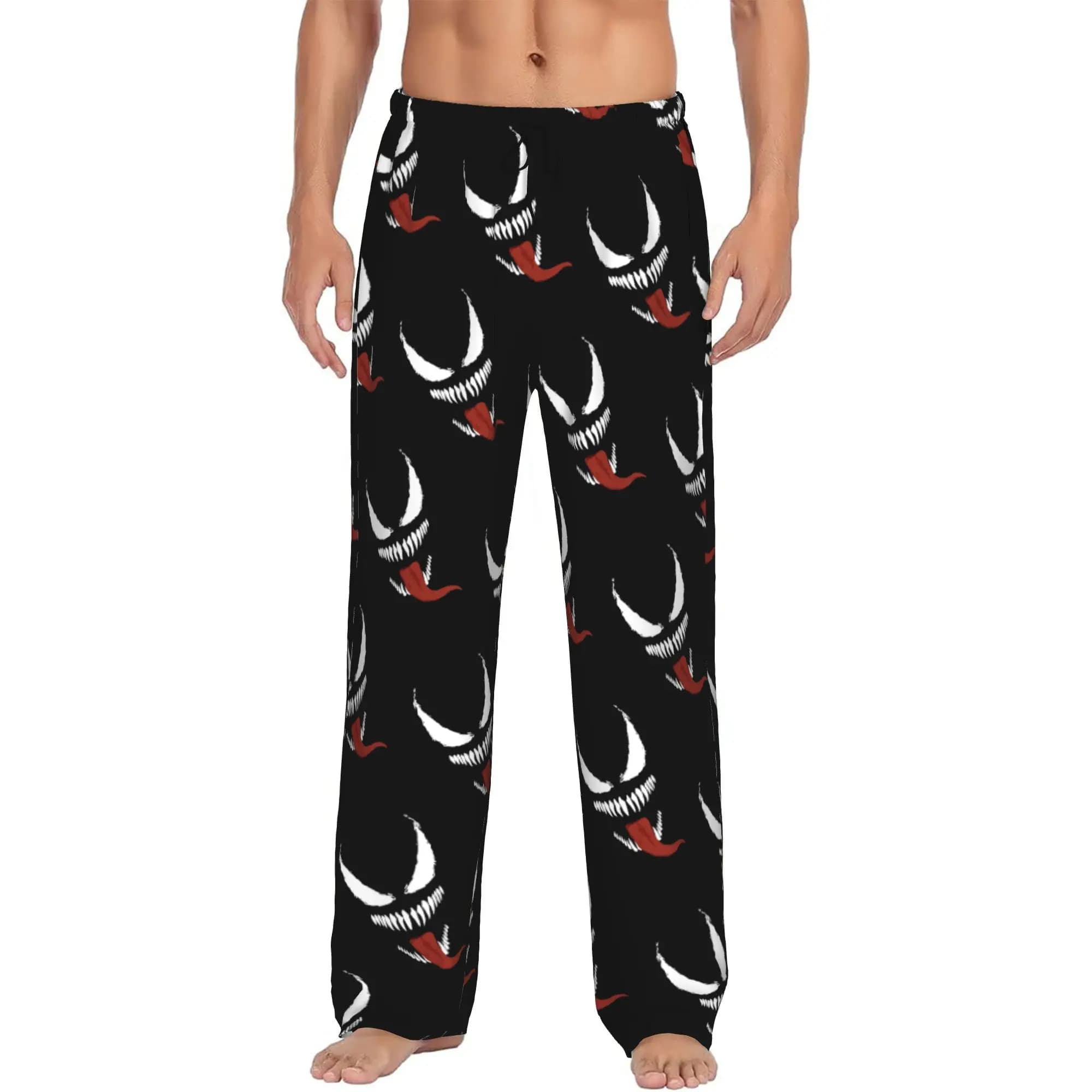 Pantaloni Pigiama Personalizzati con Stampa Fumetto V-Venom per Uomo, Pantaloni da Notte Elasticizzati con Tasche